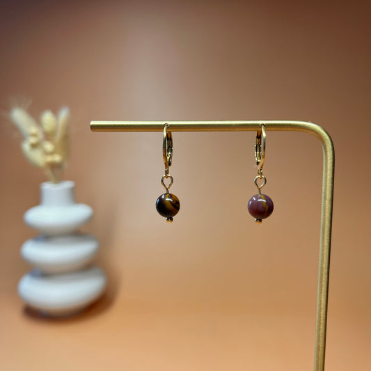 Boucles d’oreilles Gaïa jaspe mokaite