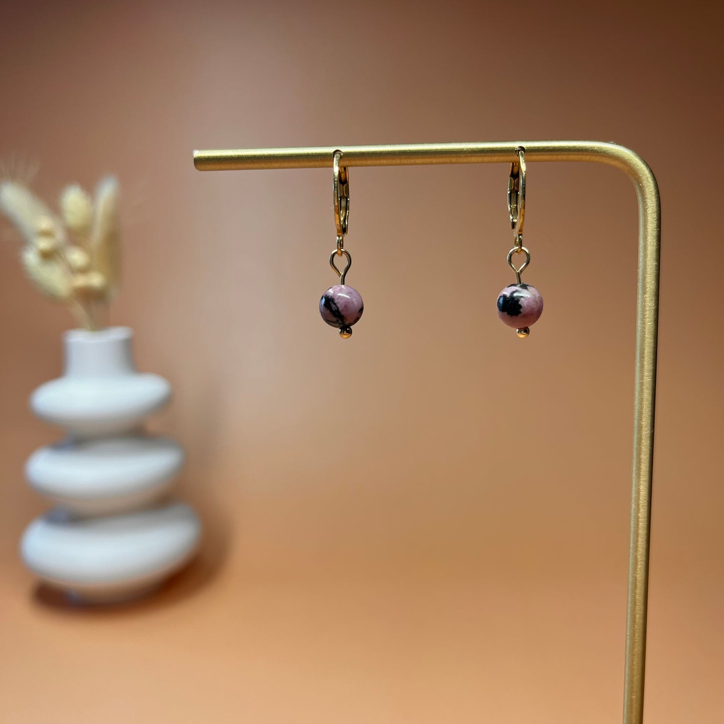 Boucles d’oreilles Gaïa rhodonite
