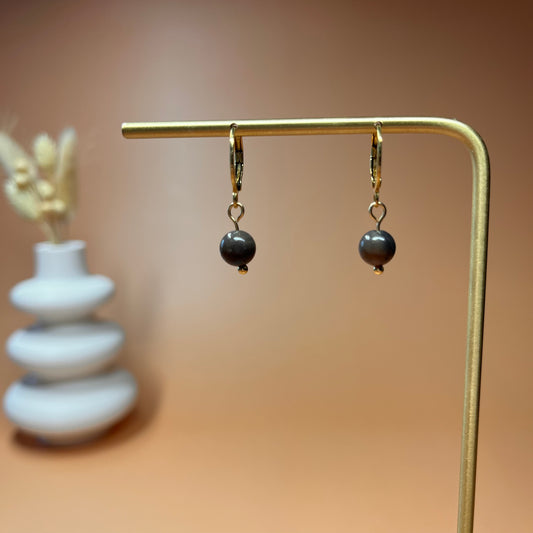 Boucles d’oreilles Gaïa bois fossile