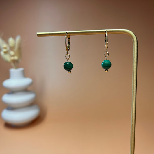 Boucles d’oreilles Gaïa malachite