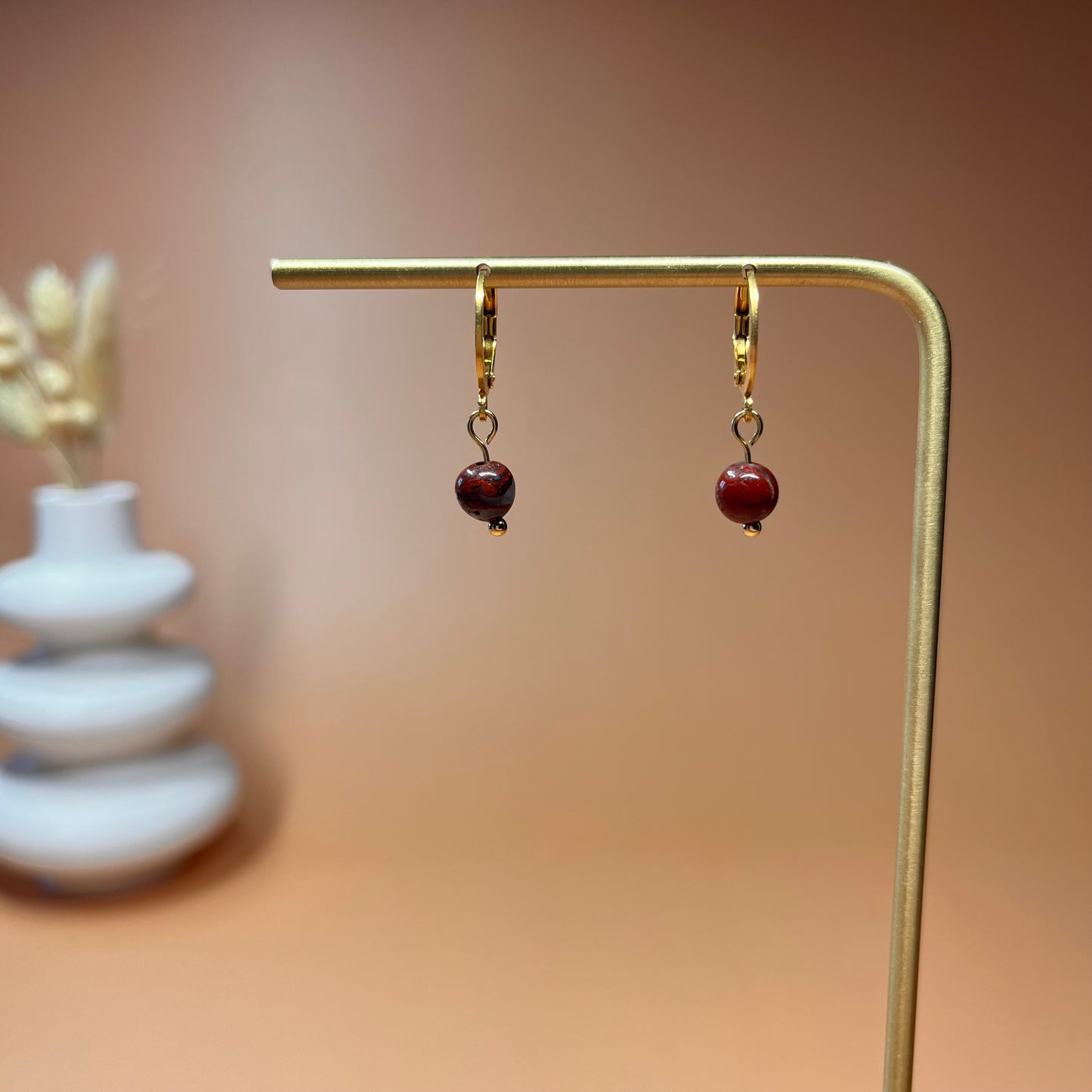 Boucles d’oreilles Gaïa jaspe rouge