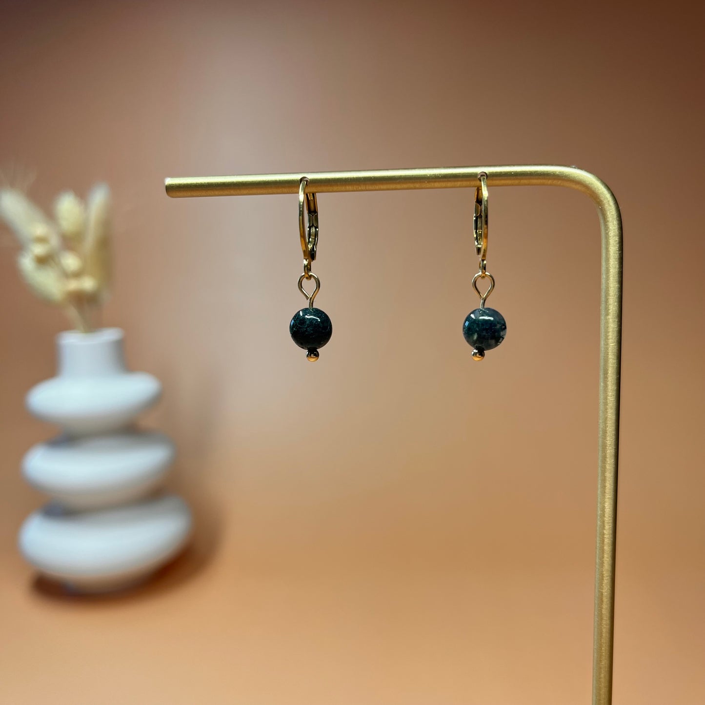 Boucles d’oreilles Gaïa agate mousse